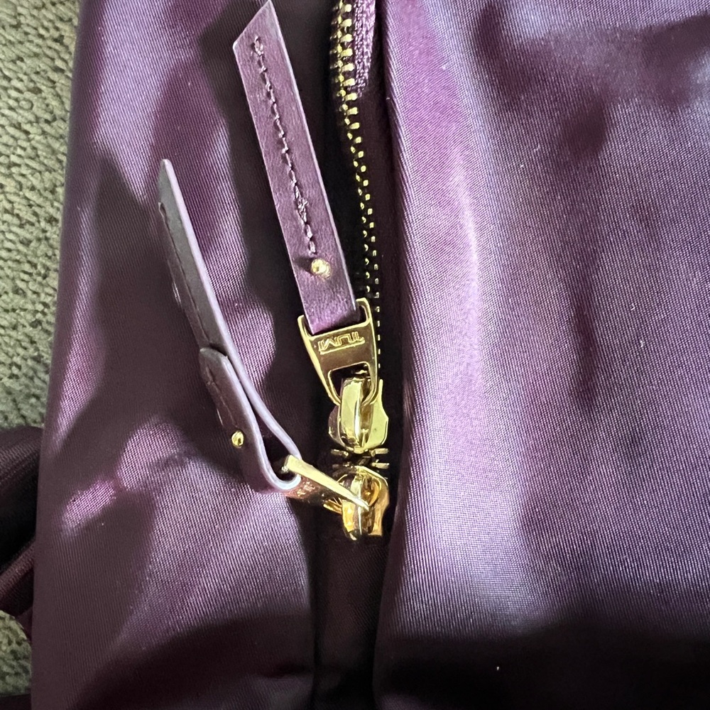 TUMI Burgundy and Gold Backpack - Picture 3 of 9